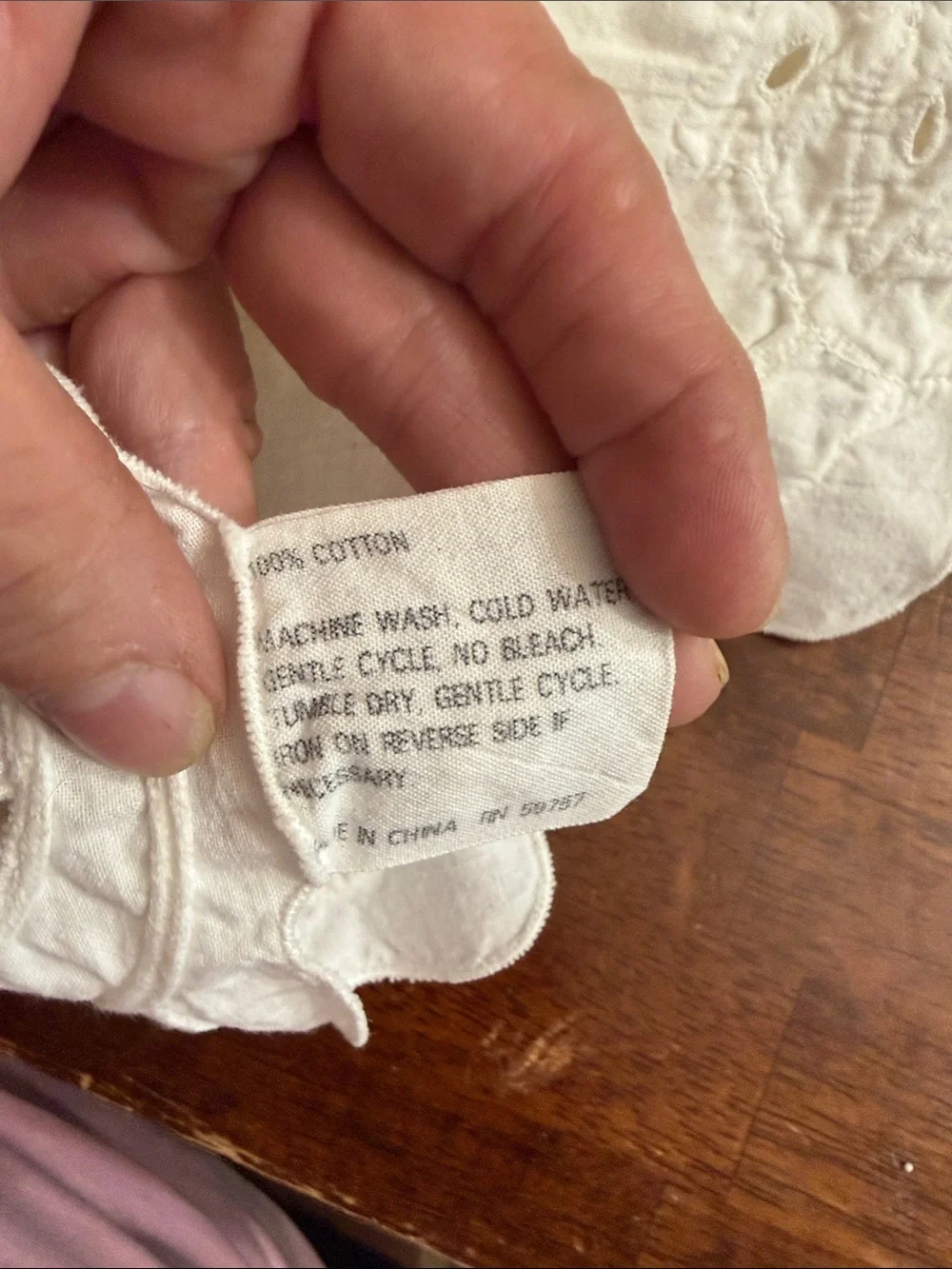 Vintage White Round Embroidered Linen Table Cover